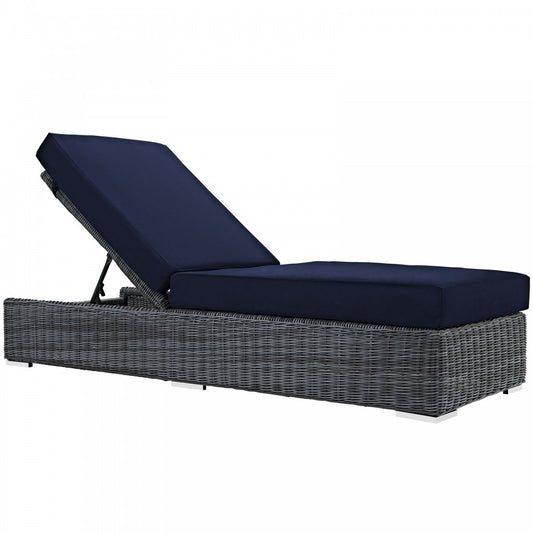 Summon Outdoor Patio Sunbrella Chaise Lounge, Canvas Navy