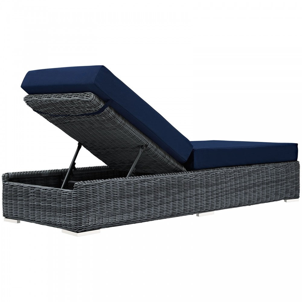 Summon Outdoor Patio Sunbrella Chaise Lounge, Canvas Navy