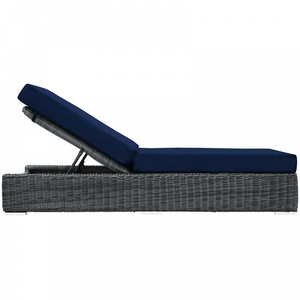 Summon Outdoor Patio Sunbrella Chaise Lounge, Canvas Navy