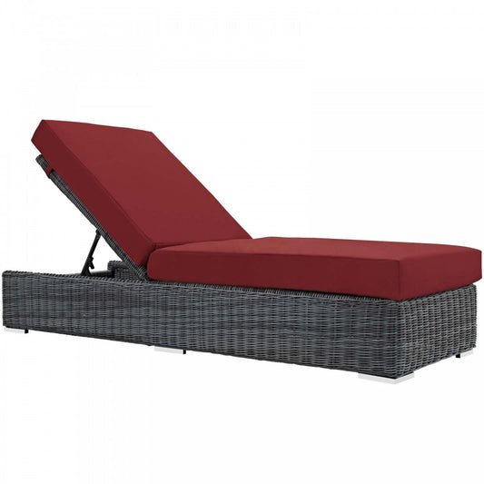 Summon Outdoor Patio Sunbrella Chaise Lounge, Canvas Red