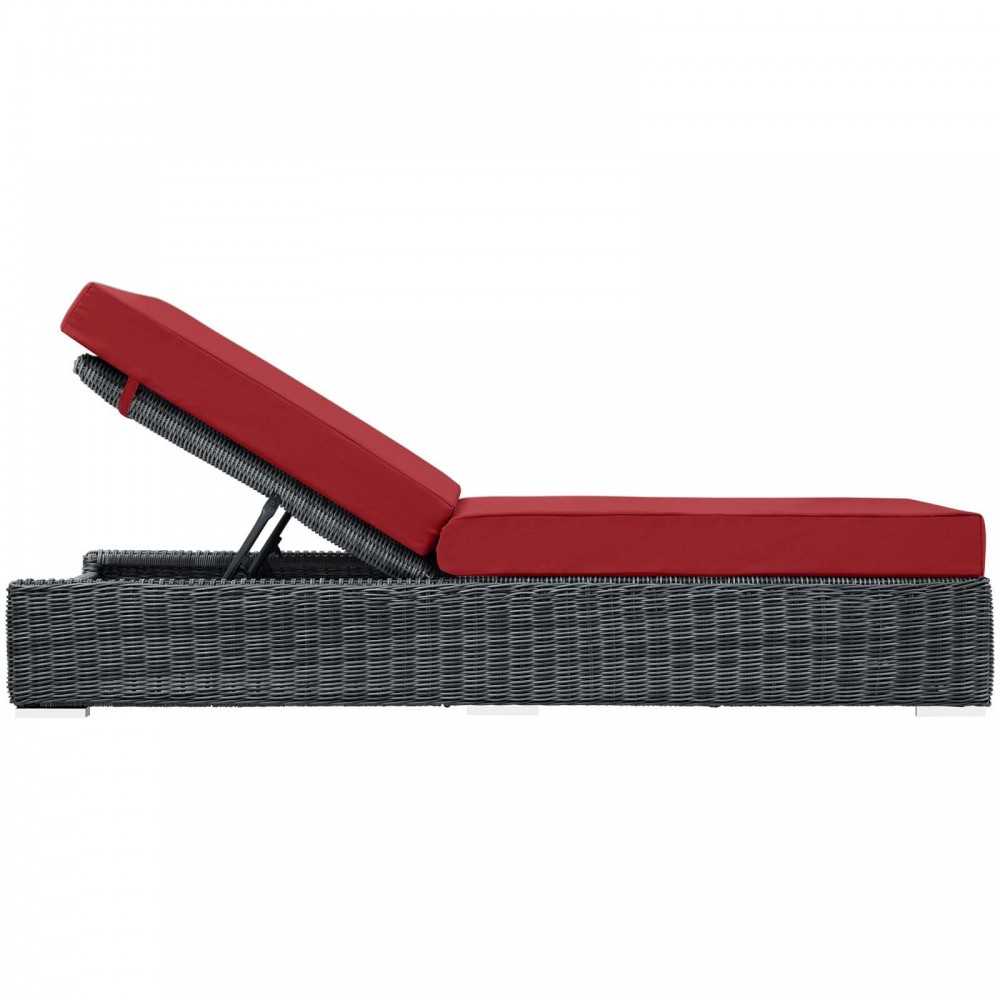 Summon Outdoor Patio Sunbrella Chaise Lounge, Canvas Red