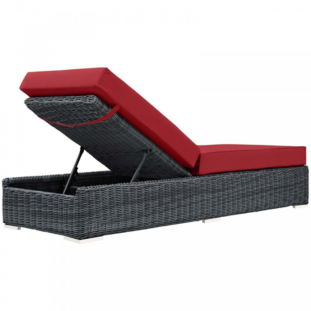 Summon Outdoor Patio Sunbrella Chaise Lounge, Canvas Red