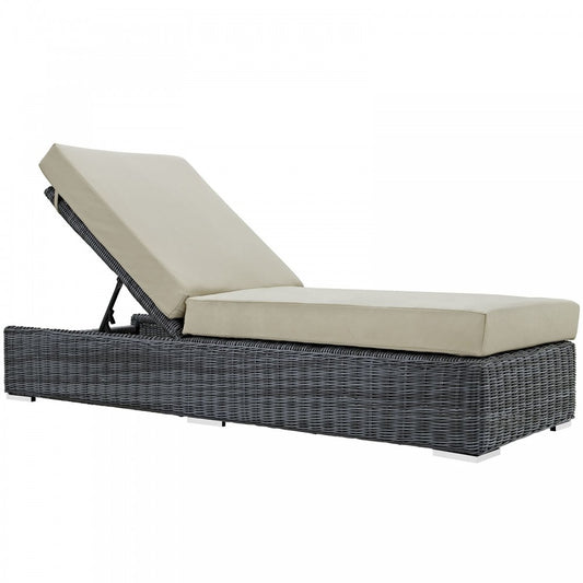 Summon Outdoor Patio Sunbrella Chaise Lounge, Canvas Antique Beige