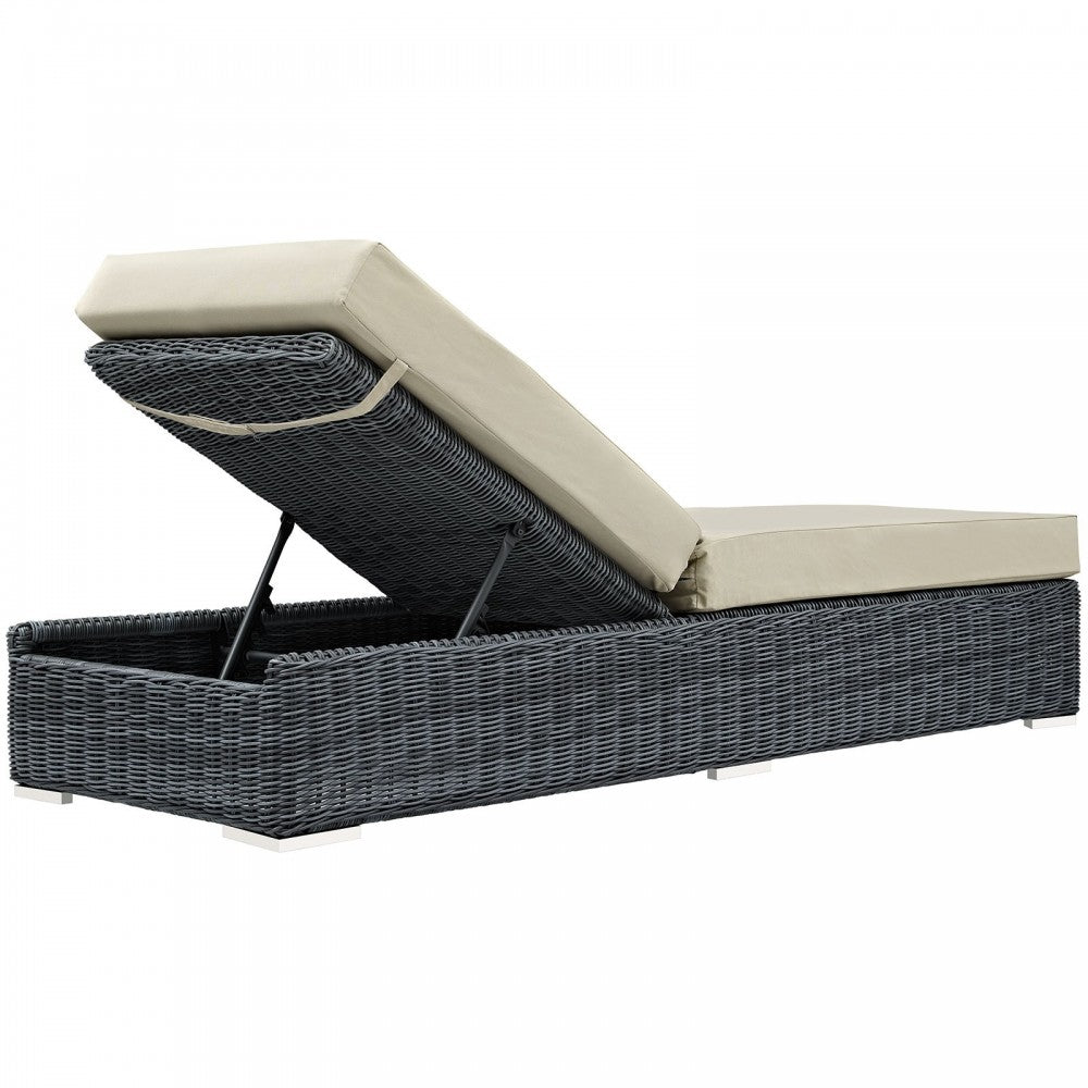 Summon Outdoor Patio Sunbrella Chaise Lounge, Canvas Antique Beige
