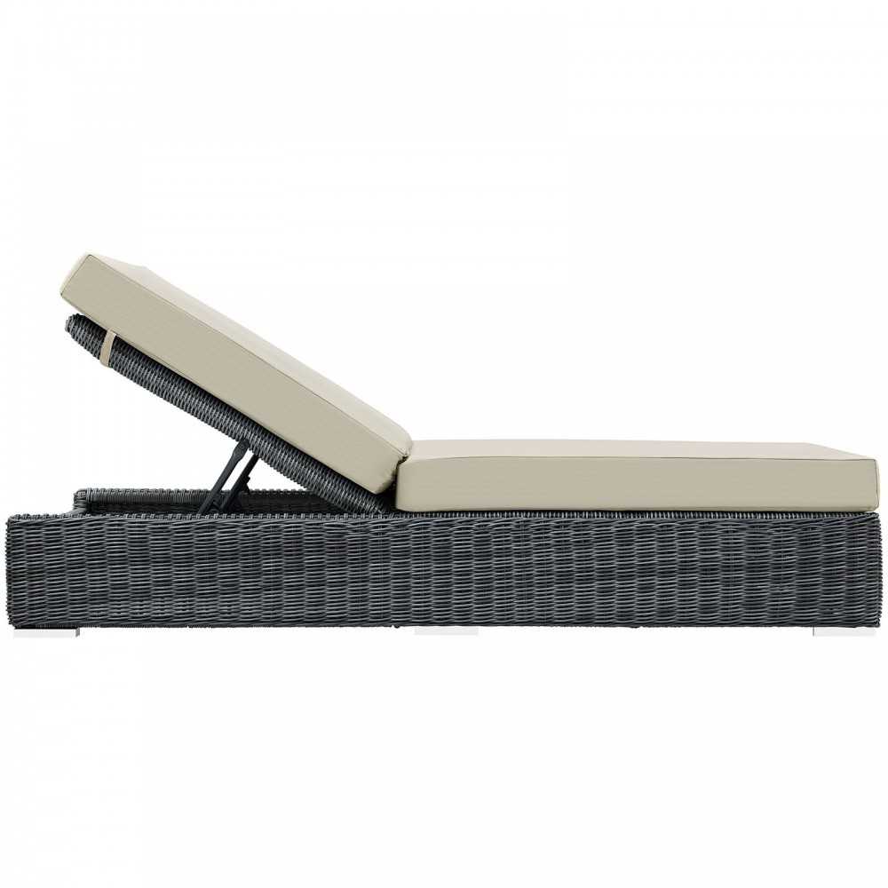 Summon Outdoor Patio Sunbrella Chaise Lounge, Canvas Antique Beige