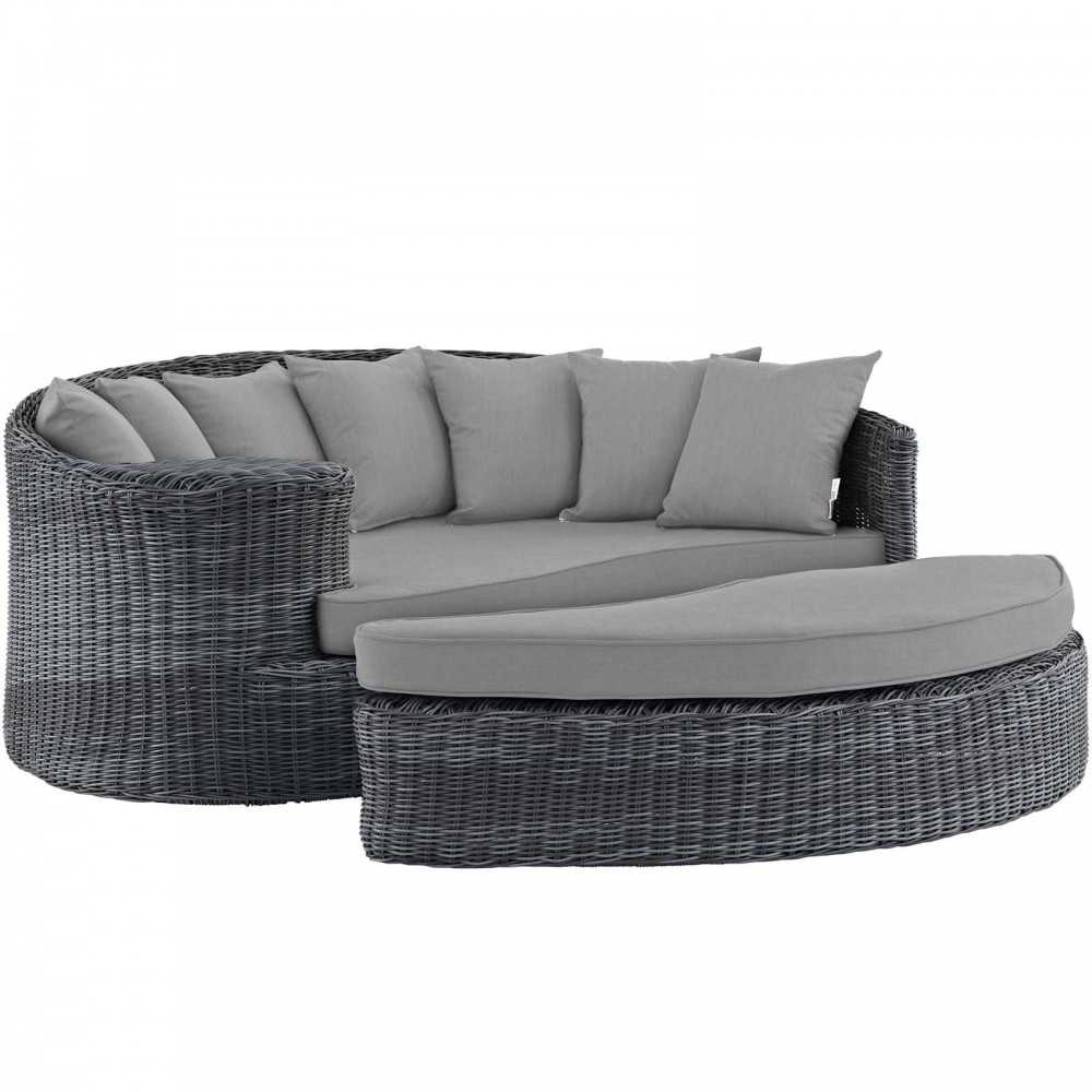 Summon Outdoor Patio Sunbrella Daybed, Canvas Gray