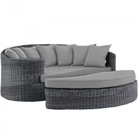 Summon Outdoor Patio Sunbrella Daybed, Canvas Gray
