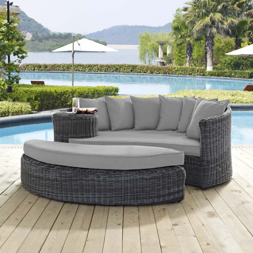 Summon Outdoor Patio Sunbrella Daybed, Canvas Gray