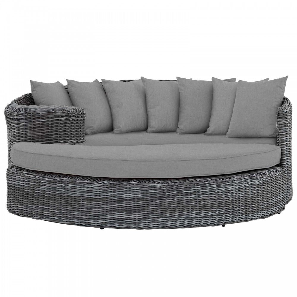 Summon Outdoor Patio Sunbrella Daybed, Canvas Gray