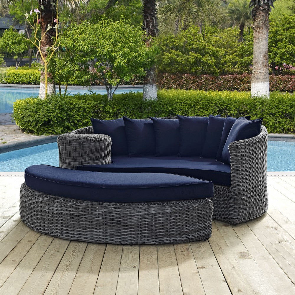Summon Outdoor Patio Sunbrella Daybed, Canvas Navy