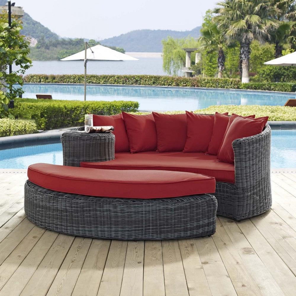 Summon Outdoor Patio Sunbrella Daybed, Canvas Red
