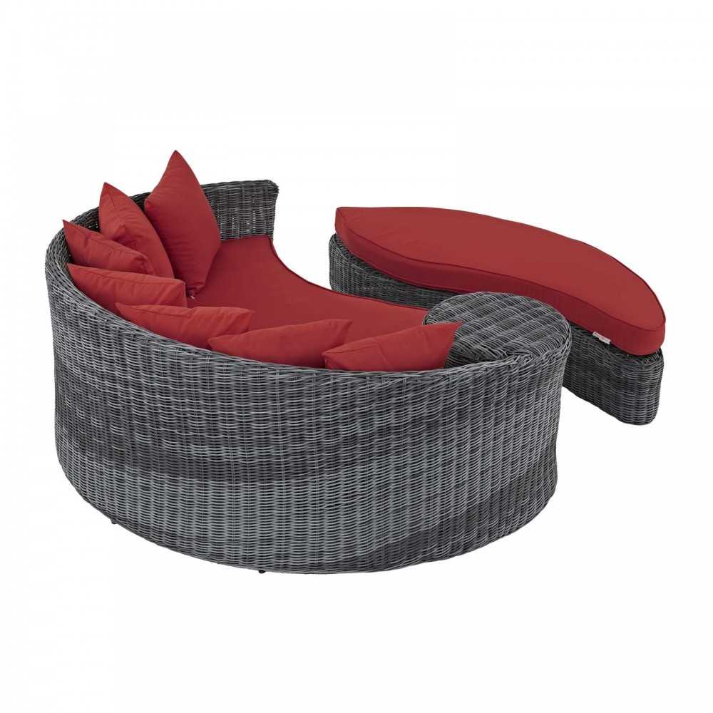 Summon Outdoor Patio Sunbrella Daybed, Canvas Red