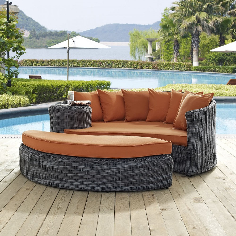 Summon Outdoor Patio Sunbrella Daybed, Canvas Tuscan