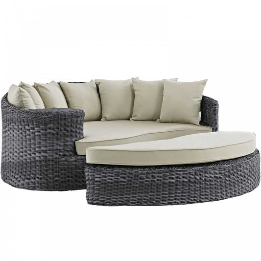 Summon Outdoor Patio Sunbrella Daybed, Antique Canvas Beige