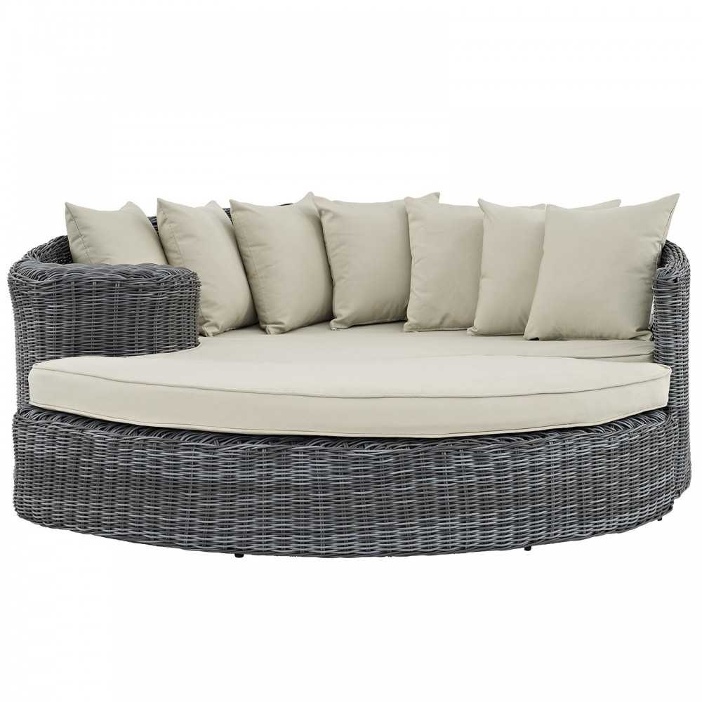 Summon Outdoor Patio Sunbrella Daybed, Antique Canvas Beige
