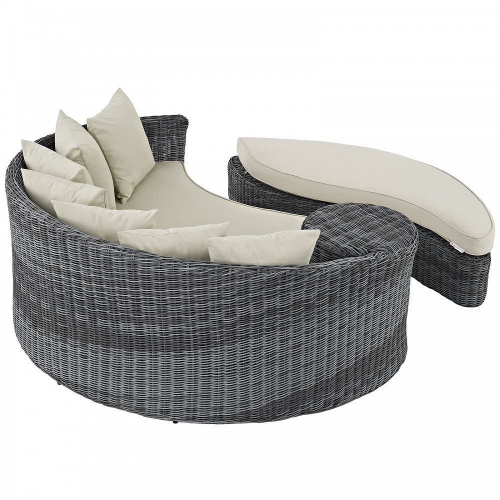 Summon Outdoor Patio Sunbrella Daybed, Antique Canvas Beige