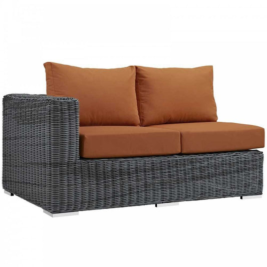 Summon Outdoor Patio Sunbrella Left Arm Loveseat, Canvas Tuscan
