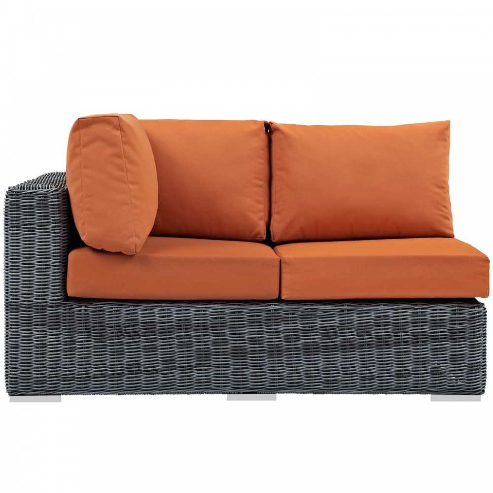 Summon Outdoor Patio Sunbrella Left Arm Loveseat, Canvas Tuscan