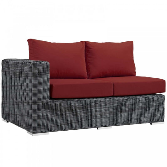 Summon Outdoor Patio Sunbrella Left Arm Loveseat, Canvas Red