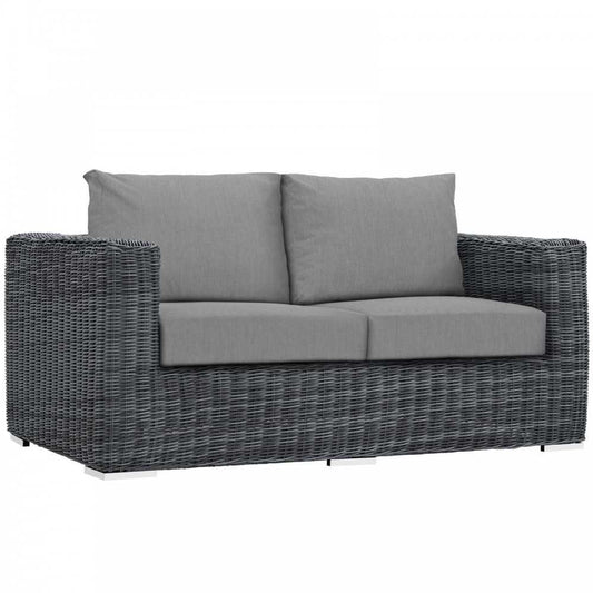 Summon Outdoor Patio Sunbrella Loveseat, Canvas Gray