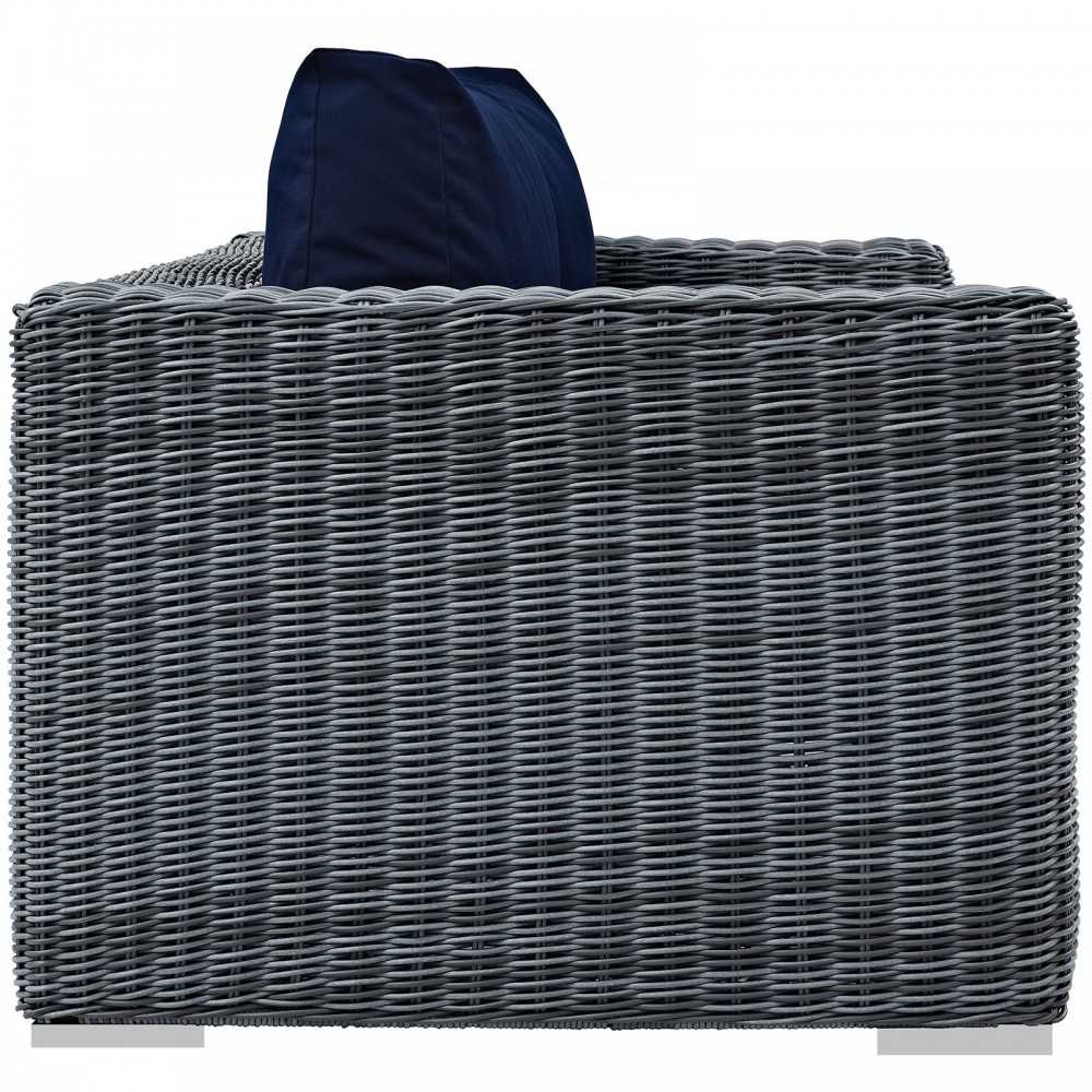 Summon Outdoor Patio Sunbrella Loveseat, Canvas Navy