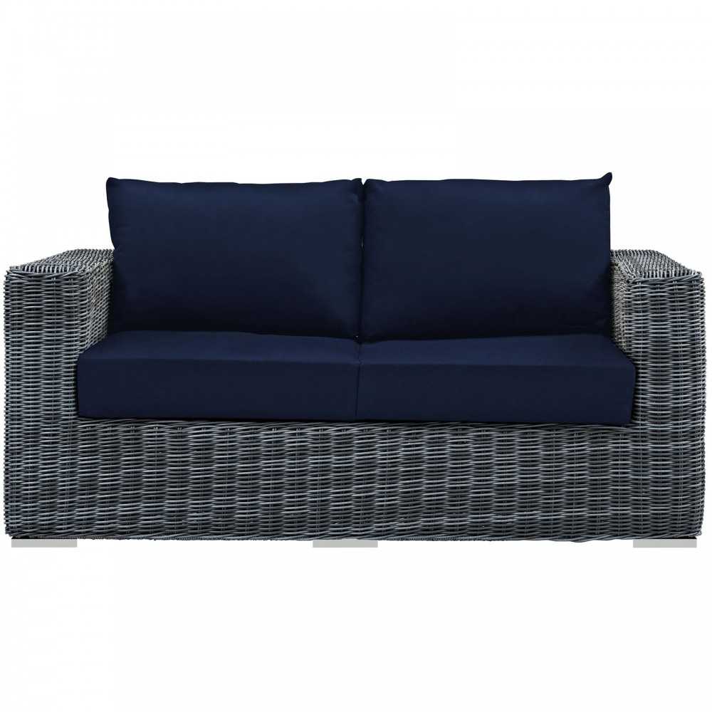 Summon Outdoor Patio Sunbrella Loveseat, Canvas Navy