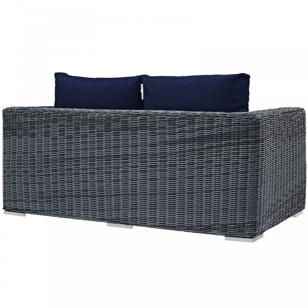 Summon Outdoor Patio Sunbrella Loveseat, Canvas Navy