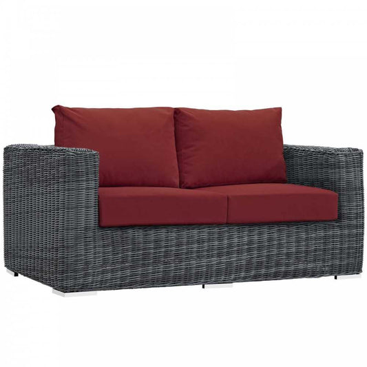 Summon Outdoor Patio Sunbrella Loveseat, Canvas Red