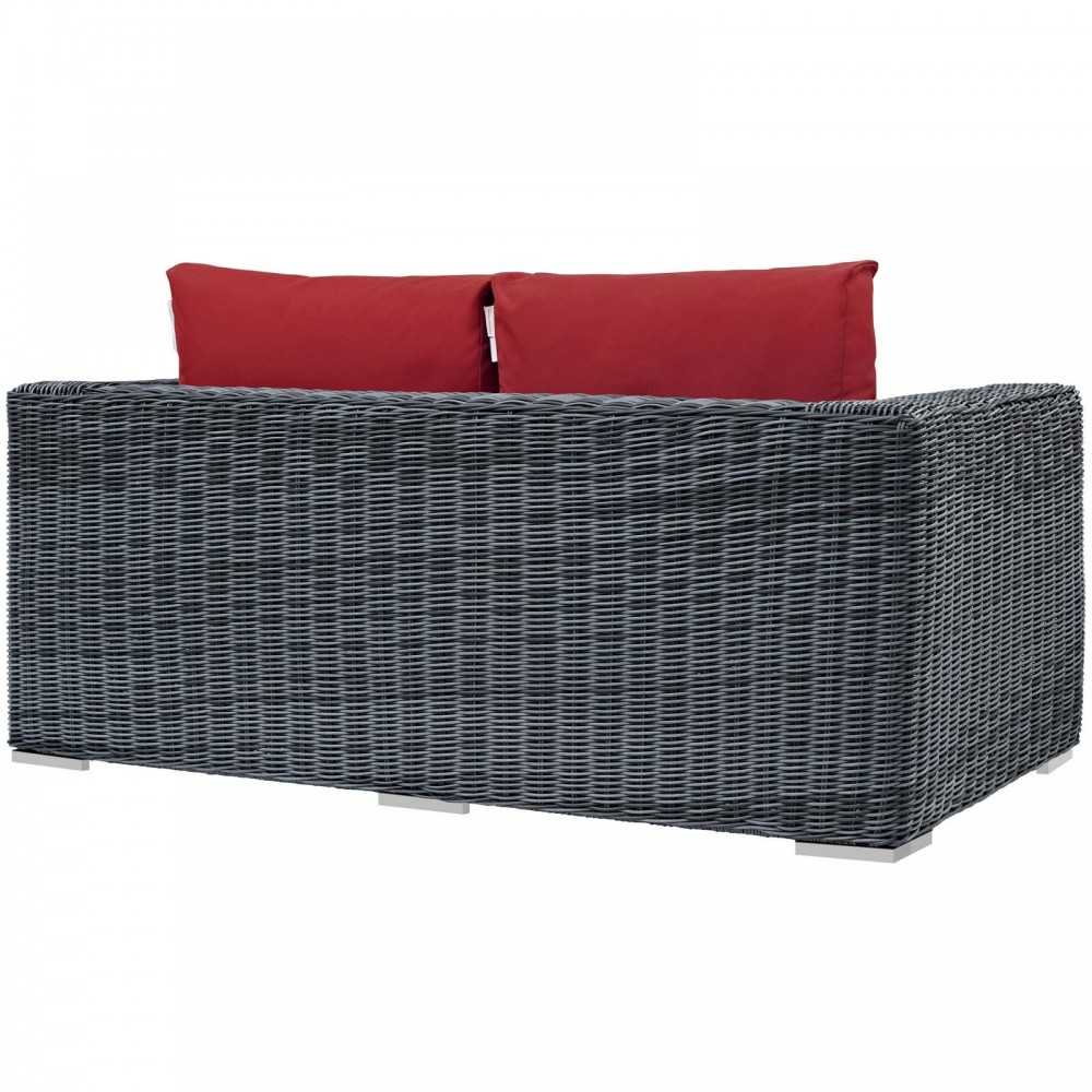 Summon Outdoor Patio Sunbrella Loveseat, Canvas Red