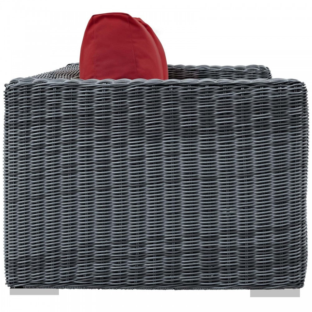 Summon Outdoor Patio Sunbrella Loveseat, Canvas Red