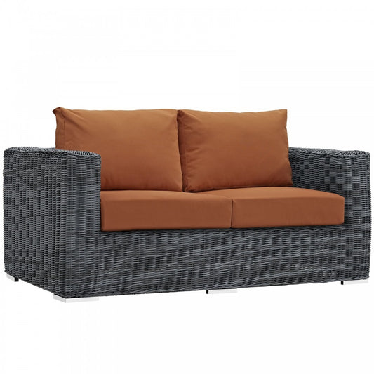 Summon Outdoor Patio Sunbrella Loveseat, Canvas Tuscan