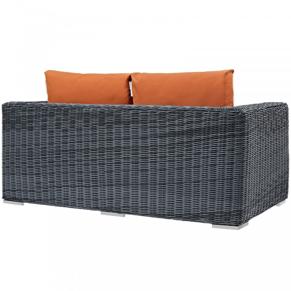 Summon Outdoor Patio Sunbrella Loveseat, Canvas Tuscan