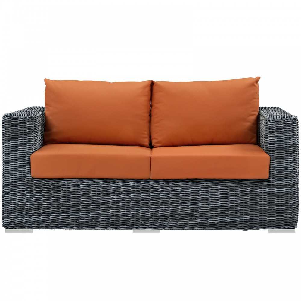 Summon Outdoor Patio Sunbrella Loveseat, Canvas Tuscan