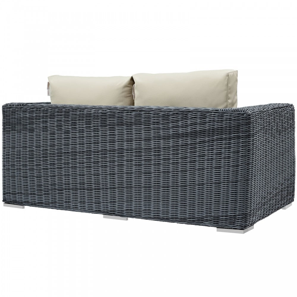 Summon Outdoor Patio Sunbrella Loveseat, Canvas Antique Beige