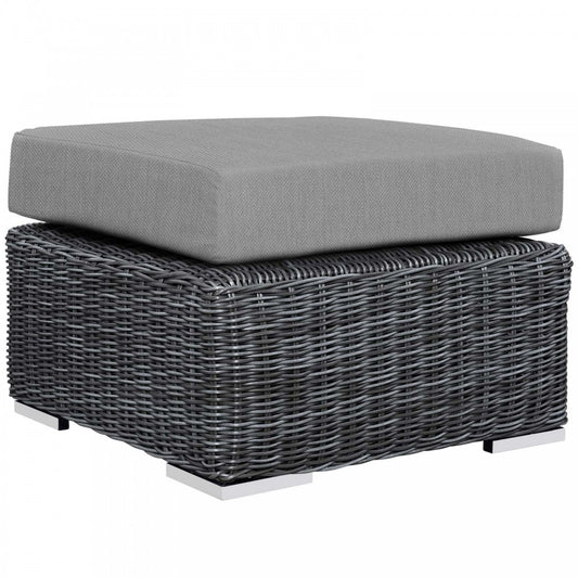 Summon Outdoor Patio Sunbrella Ottoman, Canvas Gray