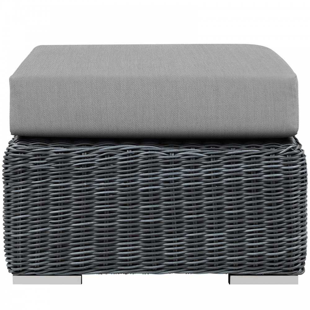 Summon Outdoor Patio Sunbrella Ottoman, Canvas Gray