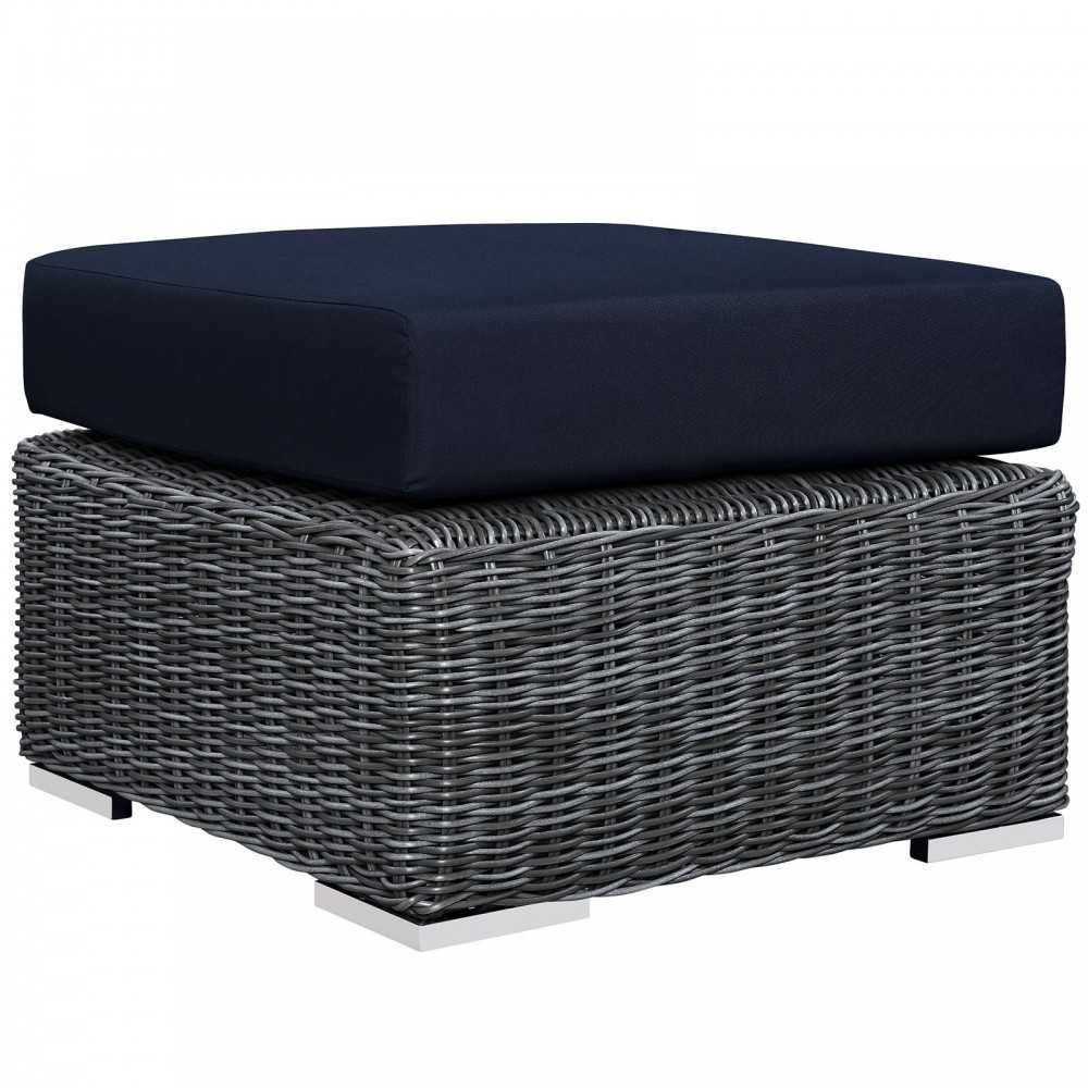 Summon Outdoor Patio Sunbrella Ottoman, Canvas Navy