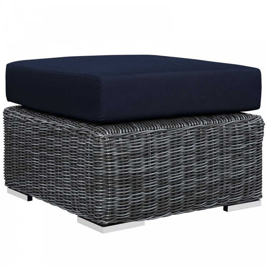 Summon Outdoor Patio Sunbrella Ottoman, Canvas Navy