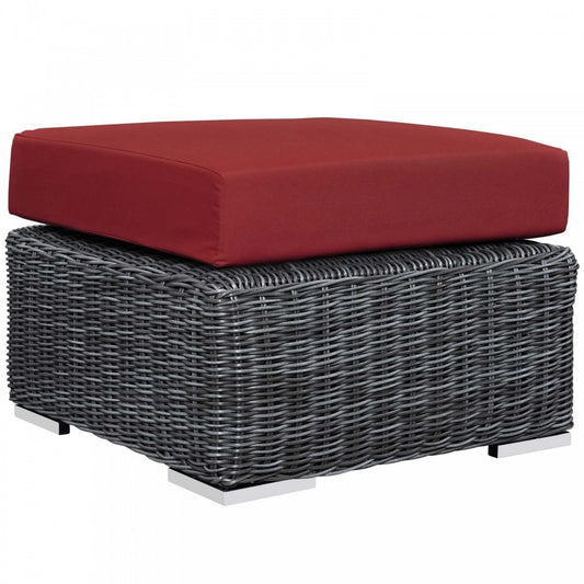 Summon Outdoor Patio Sunbrella Ottoman, Canvas Red