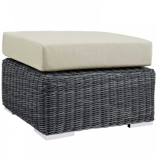 Summon Outdoor Patio Sunbrella Ottoman, Canvas Antique Beige