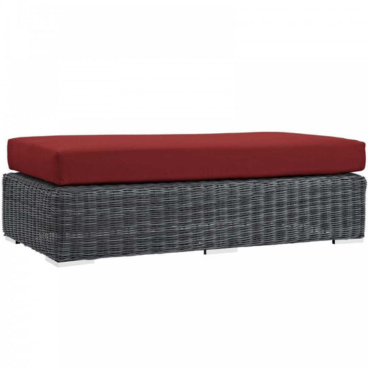 Summon Outdoor Patio Sunbrella Rectangle Ottoman, Canvas Red