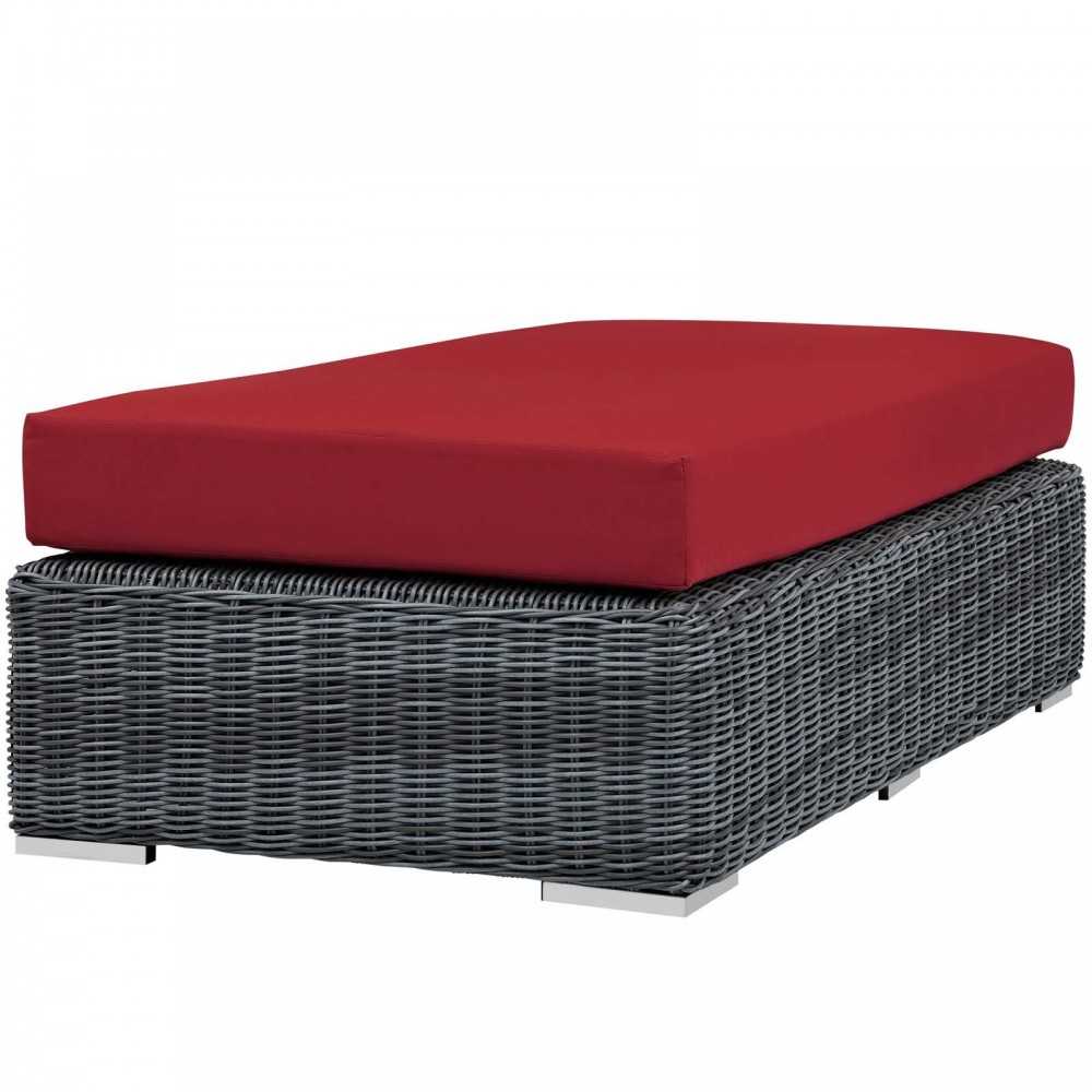 Summon Outdoor Patio Sunbrella Rectangle Ottoman, Canvas Red