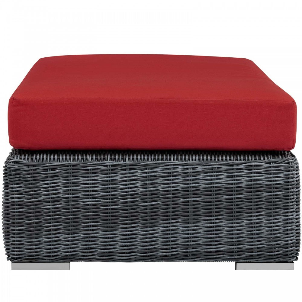 Summon Outdoor Patio Sunbrella Rectangle Ottoman, Canvas Red