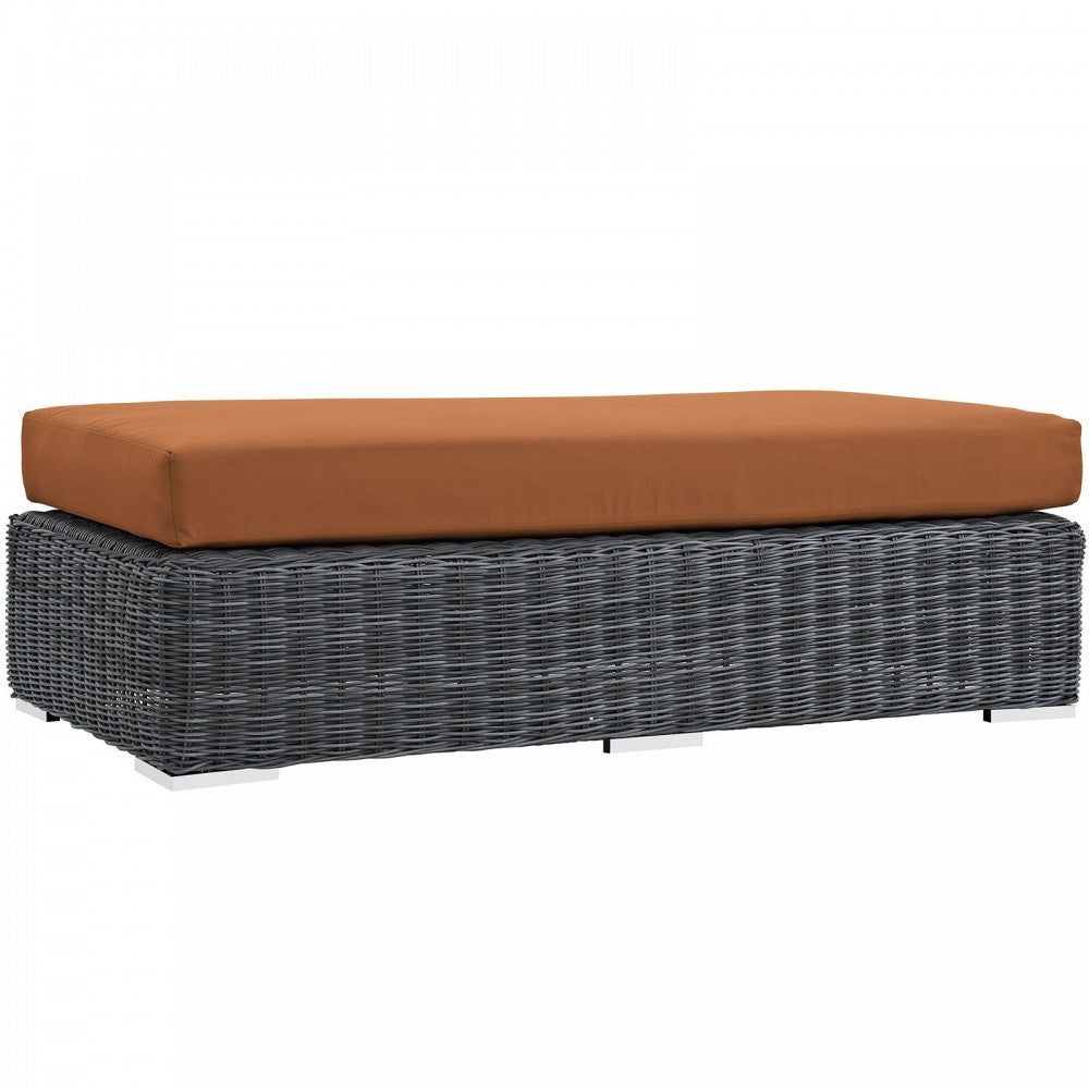 Summon Outdoor Patio Sunbrella Rectangle Ottoman, Canvas Tuscan