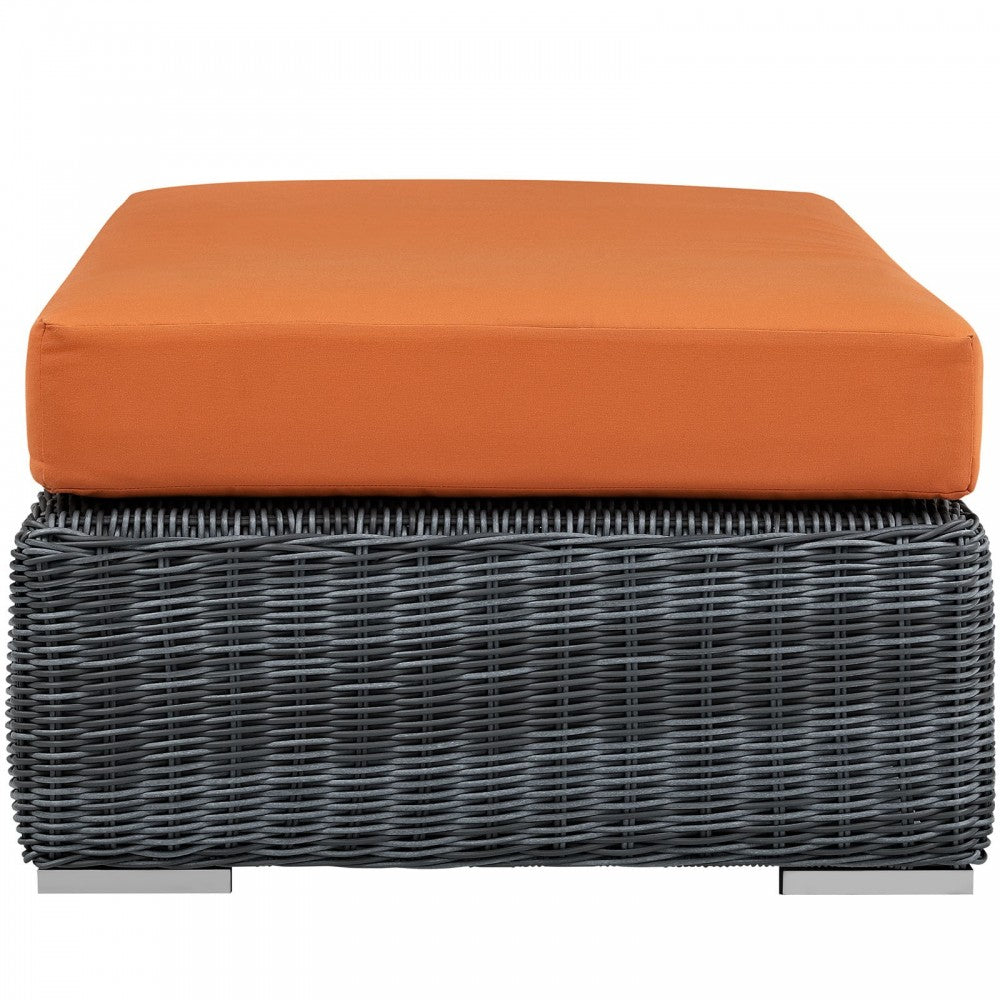 Summon Outdoor Patio Sunbrella Rectangle Ottoman, Canvas Tuscan