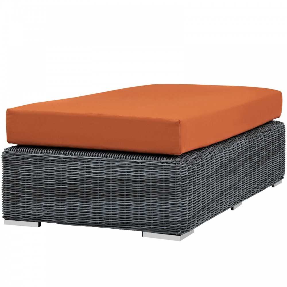 Summon Outdoor Patio Sunbrella Rectangle Ottoman, Canvas Tuscan