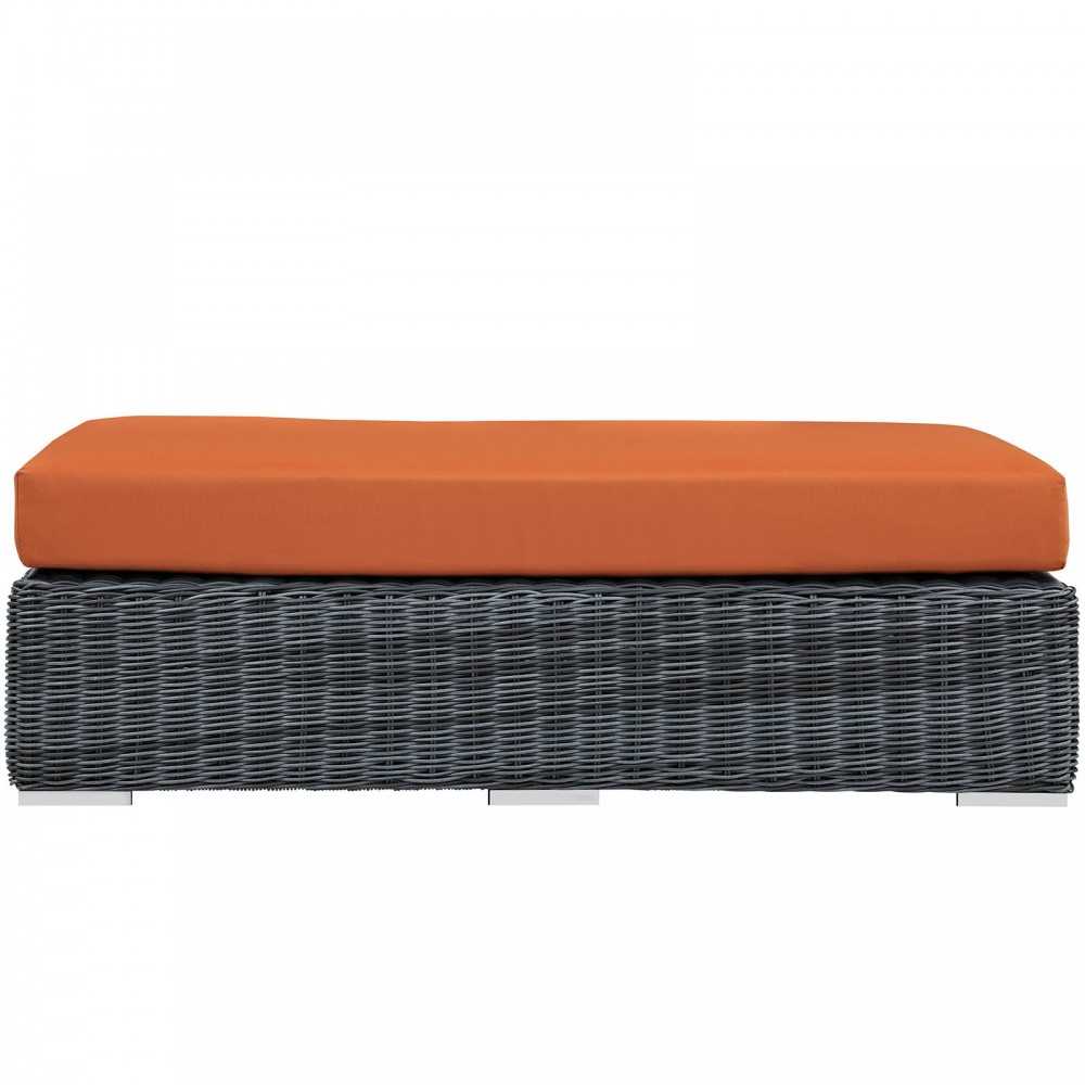Summon Outdoor Patio Sunbrella Rectangle Ottoman, Canvas Tuscan