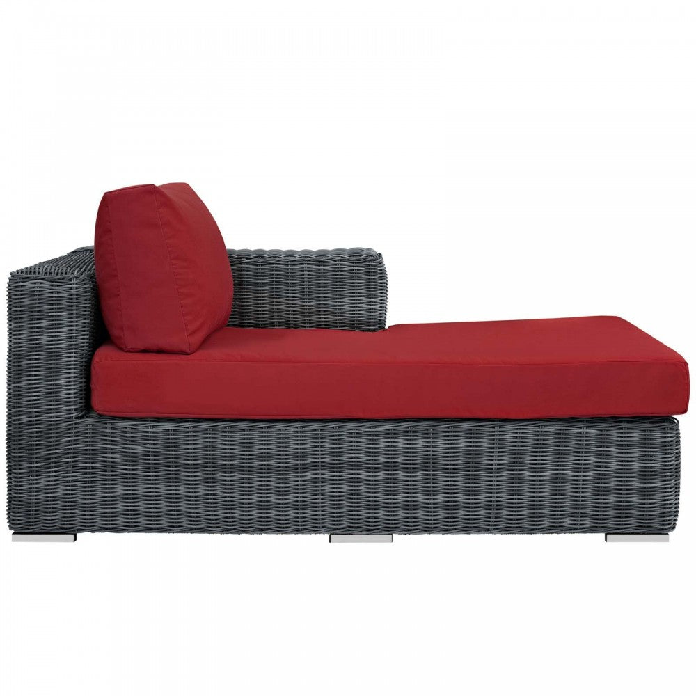 Summon Outdoor Patio Sunbrella Right Arm Chaise, Canvas Red
