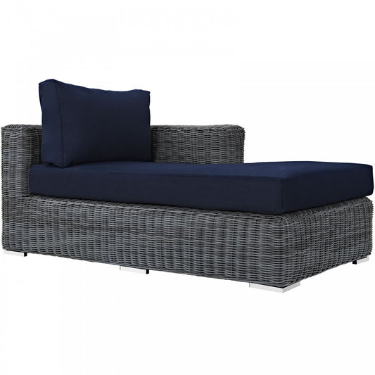 Summon Outdoor Patio Sunbrella Right Arm Chaise, Canvas Navy