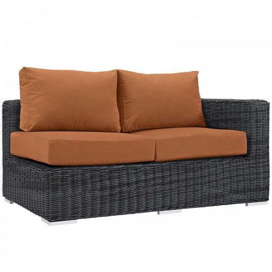Summon Outdoor Patio Sunbrella Right Arm Loveseat, Canvas Tuscan